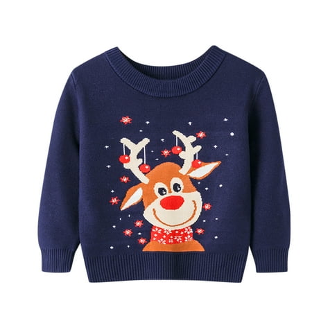 

NECHOLOGY Plain Women Sweatshirts Toddler Boys Girls Christmas Cartoon Sweater Long Sleeve Warm Girls Cheer Sweatshirt Sweater Navy 5-6 Years