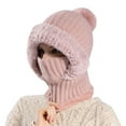 thumbnail image 3 of MAIHAN Women Winter Hat Knitted Hat in Autumn and Winter,3 in 1 Hat Cold Resistant, Wind-Resistant Face Mask Hooded Scarf,Pink, 3 of 6