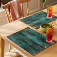 thumbnail image 4 of Teal Brown Wood Print Placemats Set of 12 Simple Vintage Plank Place Mats Indoor Wipeable Table Mats Washable Cloth Dining Table Placemats for Kitchen Holiday Party Home Decor 13x19 Inch, 4 of 8