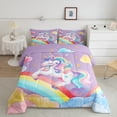 thumbnail image 2 of Manfei Unicorn Bedding Twin Comforter Set for Kids Girls, Cartoon Rainbow Galaxy Bedding Sets, Polka Dot Reversible, 2-Piece, 2 of 8