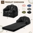 thumbnail image 6 of Akaber Folding Boneless Chair, Futon Sofa Bed with Portable Handle, Small Couch for Living Room, Bedroom, Black, 6 of 9