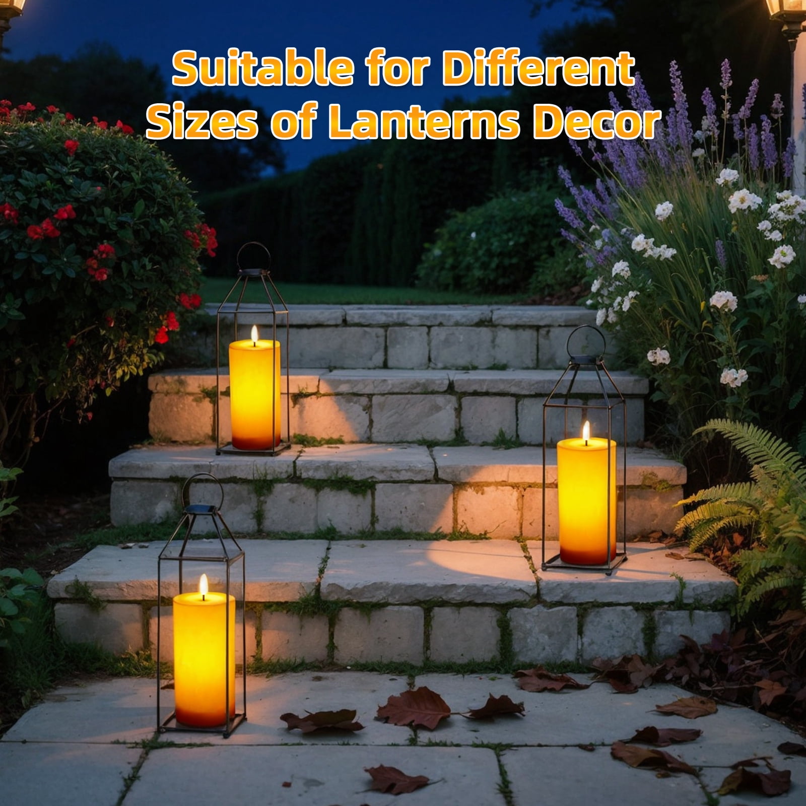 IMAGE 4"x8" Ivory White Outdoor Waterproof Flameless Candles with Timer & Remote Control (2 Pack)