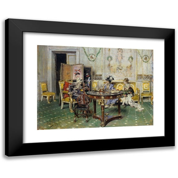 Giovanni Boldini 14x11 Black Modern Framed Museum Art Print Titled - Gossip (1873)