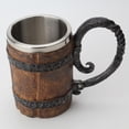 thumbnail image 4 of Toystoory Taza de doble capa de imitación de madera para sesiones de bebida únicas. Vaso de cerveza con revestimiento interior de acero Barra de herramientas, 4 of 6