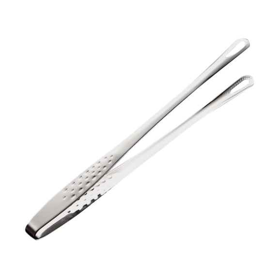 Silver 24cm Stainless Steel BBQ Tongs, Metal Kitchen Food Clips for Grilling and Cooking, Durable and Heat-Resistant, Ergonomic Grip for Easy Handling, 1pc