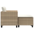 thumbnail image 3 of vidaXL Garden Sofa 2-Seater with Stools Beige Poly Rattan, 3 of 5