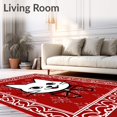 thumbnail image 2 of ODIKA 8'x10' Machine Washable Non-Slip Area Rug, Animated Whiskered Featuring Interlocking Ornament High Traffic Rug, Red, 617388, 2 of 7