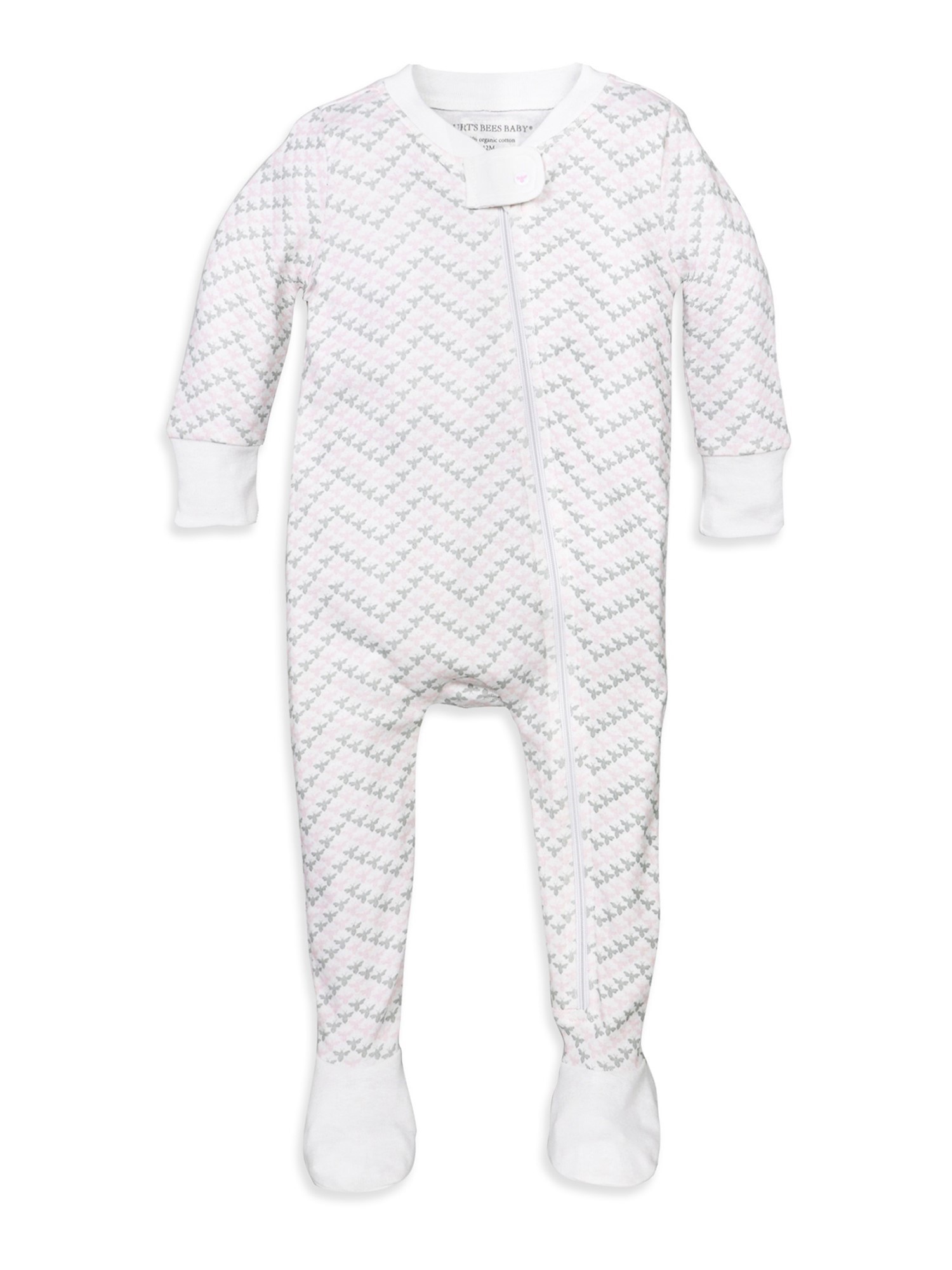 Burt's Bees Baby Baby Girl Chevron Bee Organic Zip Up Footed Pajamas