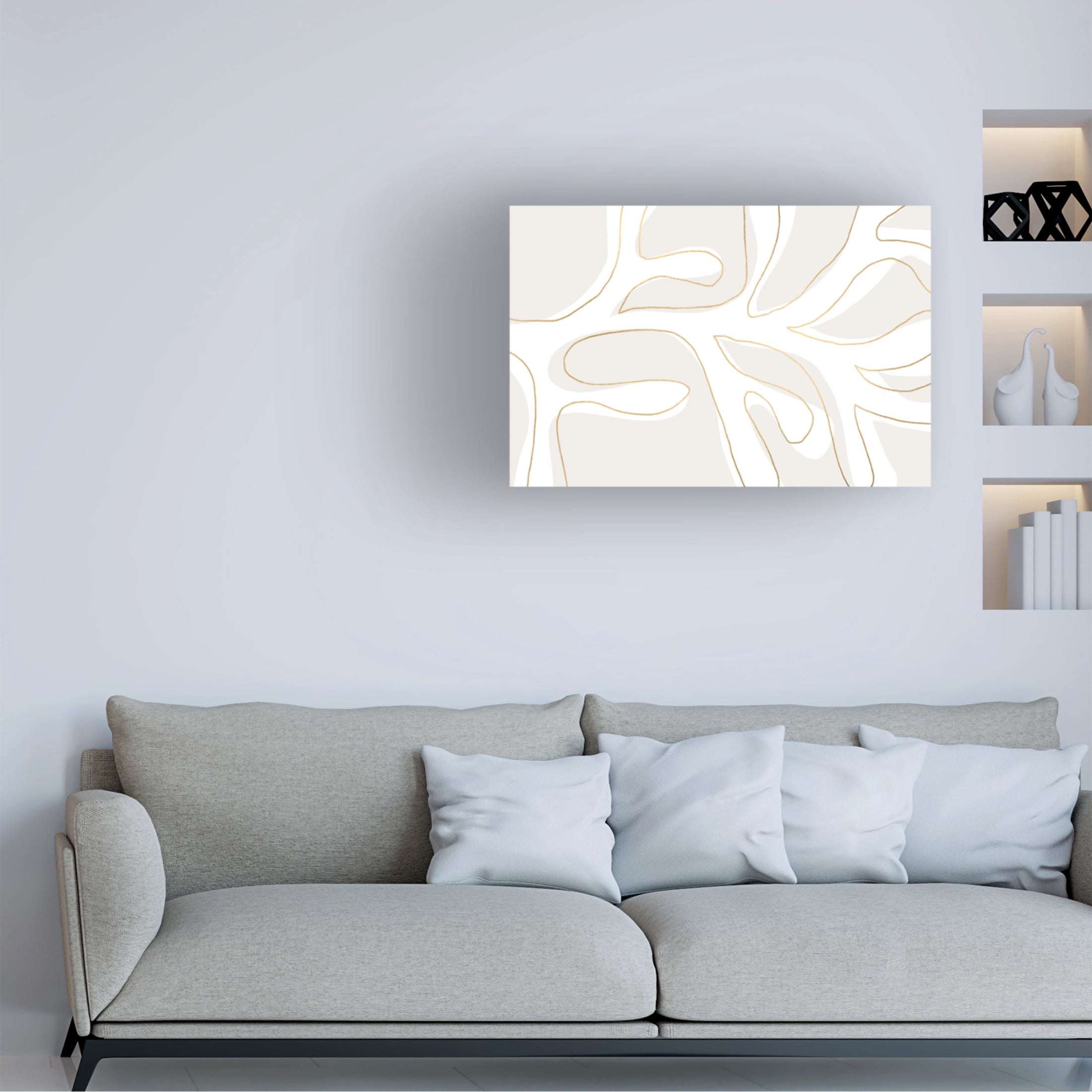 Trademark Fine Art uplusmestudio Abstract Twig White and Gold Canvas Wall Art