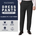 thumbnail image 5 of Pantalones de vestir YUCENFU para hombre, cintura extensible oculta, color negro, 5 of 5