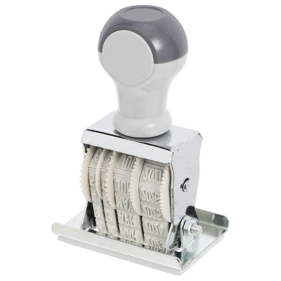 WRISTBIQUE Grey Plastic and Metal Date Stamp with Rotating Wheel for Versatile Office and Craft Applications