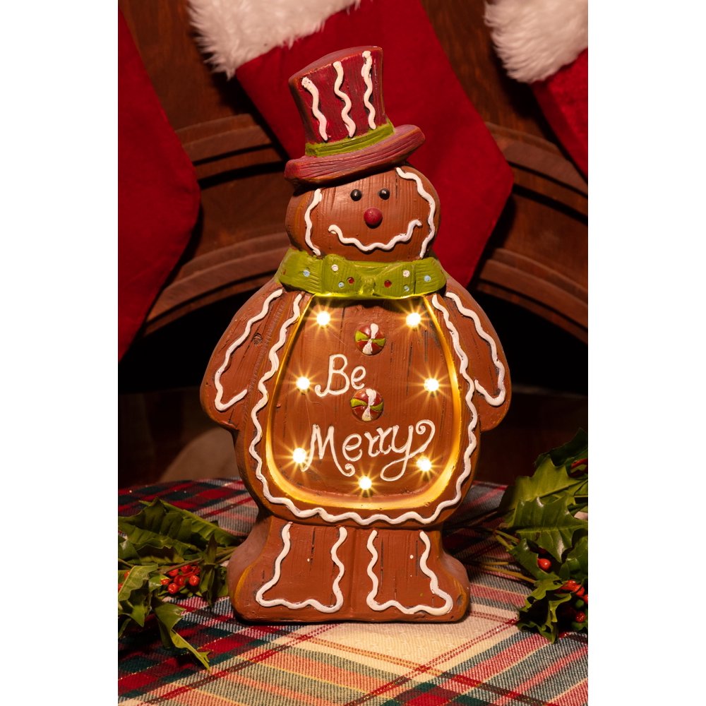 Alpine Gingerbread Man w/ LED Lights and Timer, 15 Inch Tall