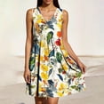 thumbnail image 4 of MYAOYI Women's Dresses Tropical Bird Floral Print Sleeveless V Neck Summer Dress Casual Babydoll Tank Sundress, 4 of 7