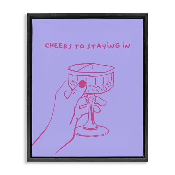 Stupell Industries Cheers To Staying In Food & Beverage Painting Black Floater Framed Canvas Art Print Wall Art, 17 x 21