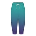 thumbnail image 4 of HBFAGFB Capris for Women Casual Gradient Print Drawstring Joggers with Pockets Daily Wear Sky Blue Size S, 4 of 5