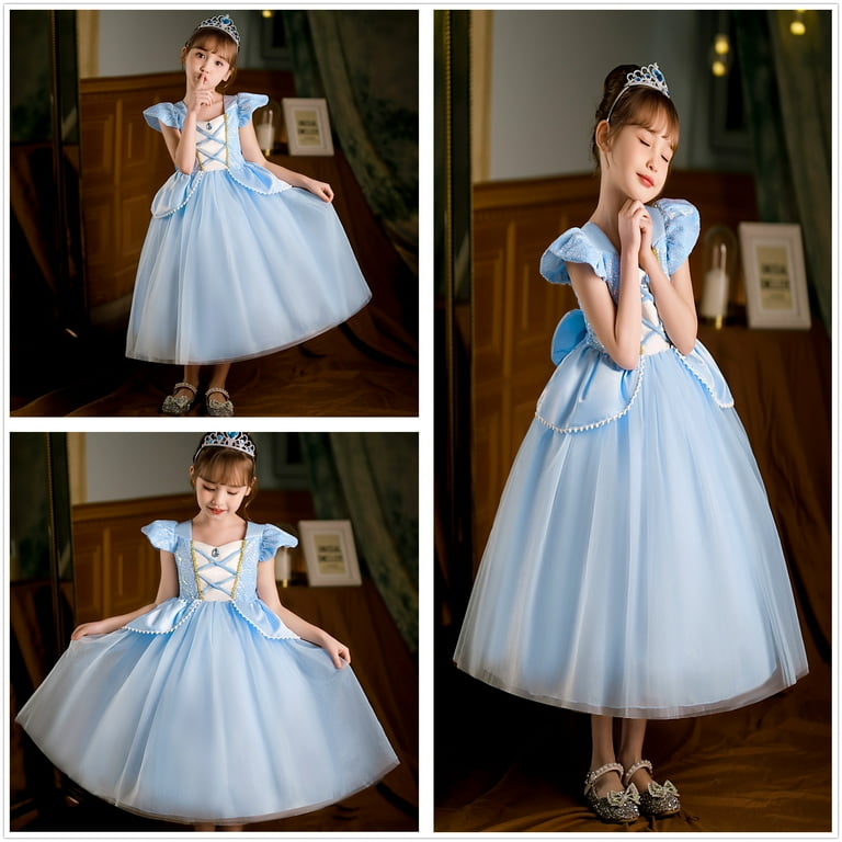 Princess Cinderella Dresses for Girls Costume Cosplay Party Dress with Luxury Accessories 5 6Years 120