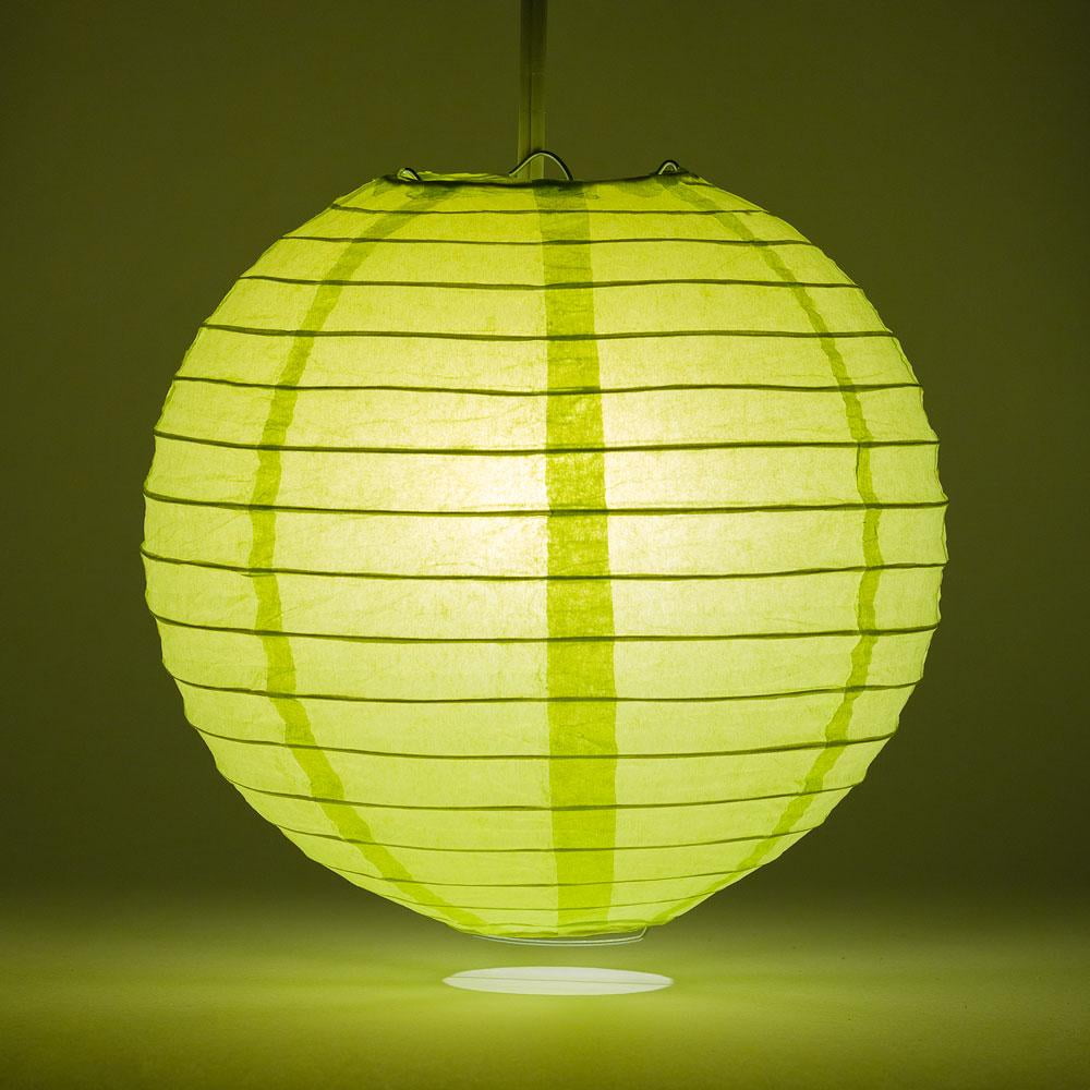 Quasimoon PaperLanternStore Decorative Paper Lantern Single 8 Inch Light Lime Green Even Ribbing Round Paper Lantern Ideal Wedding and Party