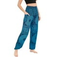 thumbnail image 3 of SWSMCLT Women's Hippie Pants Beach Floral Printed Smocked Waist Indian Thain Bohemian Boho Yoga Harem Pant Cinch Bottom Jogger Lounge Blue One Size, 3 of 5