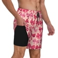 thumbnail image 2 of Logiee pink ribbon bows Print Men's Swim Trunk,Quick Dry Board Shorts ,Men's Swim Trunks with Compression Liner, Bathing Suits with Pockets-Medium, 2 of 6