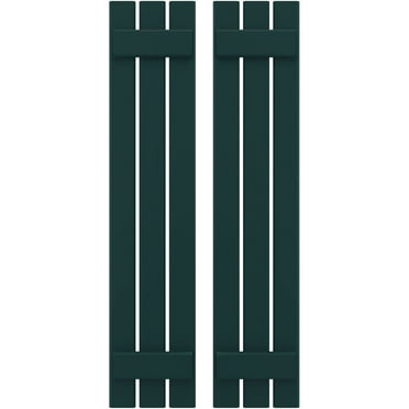 Ekena Millwork 11 1/2"W x 68"H Americraft Three Board (2 Batten) Exterior Real Wood Spaced Board-n-Batten Shutters (Per Pair), Thermal Green