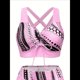 thumbnail image 3 of Conjunto de Bikini de Cintura Alta para Mujer, Falda con Control de Abdomen, Traje de Baño de Dos Piezas con Estampado de Control de Abdomen Rosa S, 3 of 6