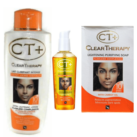 CT  Clear Therapy Extra Lightening Lotion   Soap  Serum With Carrot Oil (3 Pack)