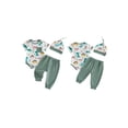 thumbnail image 3 of Argulvti Baby Boy Dinosaur 3-Piece Outfit, Short Sleeve Pocket Romper + Solid Pants + Matching Hat, Summer Set, 3 of 10