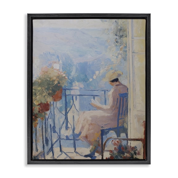 Stupell Industries Reading In The Sun Black Framed Floater Canvas Wall Art, design by Svetlana Aleynikova