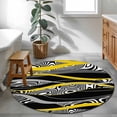 thumbnail image 5 of Yellow Black Stripes Round Rug 3.3ft Washable Circle Entryway Rugs Non Slip Modern Grey Ombre Abstract Striped Area Rug Indoor Floor Carpet for Bedroom Kitchen Living Room Home Office Dining Room, 5 of 8