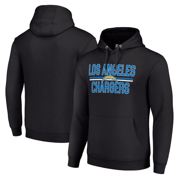 Unisex Starter Black Los Angeles Chargers Team Mesh Print Graphic Tri-Blend Pullover Hoodie