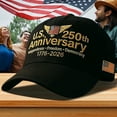 thumbnail image 3 of U.S. 250th Anniversary Retro Washed Cap, Trendy Embroidery  Adjustable U.S. 250th Anniversary Tribute Hat, Patriotic Cap for Outdoor Workout, 3 of 4