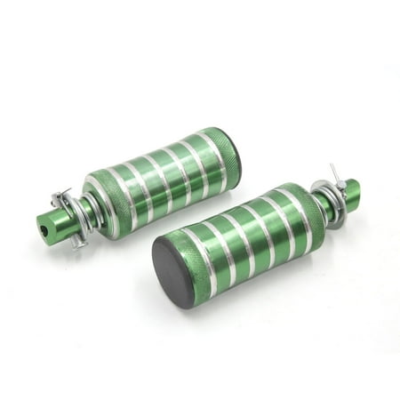 - 2 Pcs Green Silver Tone Cylinder Shaped Motorcycle Rear Foot Rests Pegs Pedals