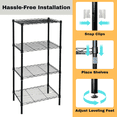 thumbnail image 4 of 4 Tier Metal Storage Rack, Powder-Coated Steel Wire Shelving Unit, Freestanding Floor Shelf, Tool-Free Assembly, 60 x 40 x 121 cm, Midnight Black, 4 of 6