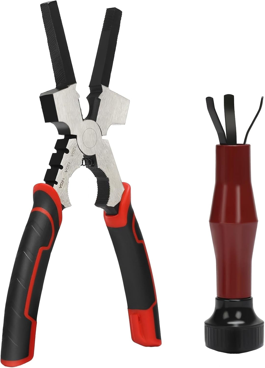 RGHJAR-Welding Pliers,8 Inch,Chipping Hammer,Fine & Coarse Files,Hardened Wire Cutter,Tip Jaw, Pipe Jaws,Mig Nozzle Cleaner,Durable Forged Steel