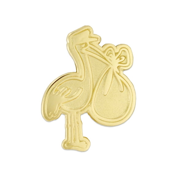 Gold Plated Stork Baby Shower Lapel Pin