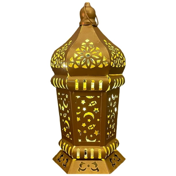 Lámpara Mesa Linterna Marroquí Hierro para El Eid Mubarak Musulmana Islámica
