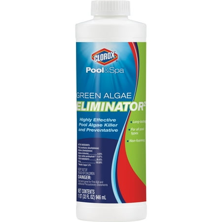 Clorox Pool&Spa Green Algae Eliminator 2 Pool Algaecide, 32 (Best Algaecide For Black Algae)