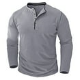 thumbnail image 4 of RKSTN Mens Long Sleeve T Shirts Beefy Muscle Basic Solid Pure Color Tee Shirt V Neck Blouse Tops with Buttons, 4 of 7