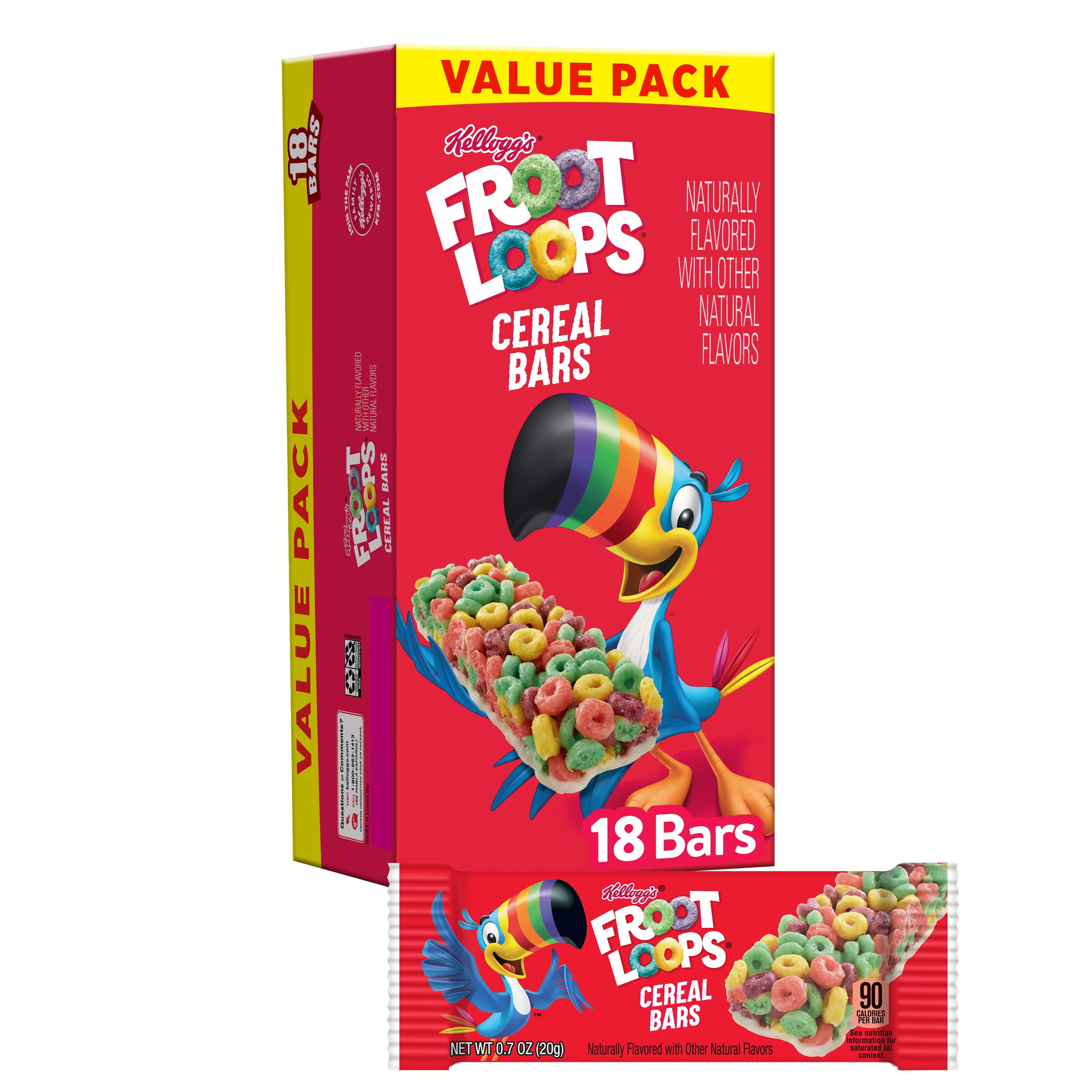 Kellogg's Froot Loops Breakfast Cereal Bars, Original, 18 Ct, 12.6 Oz, Box