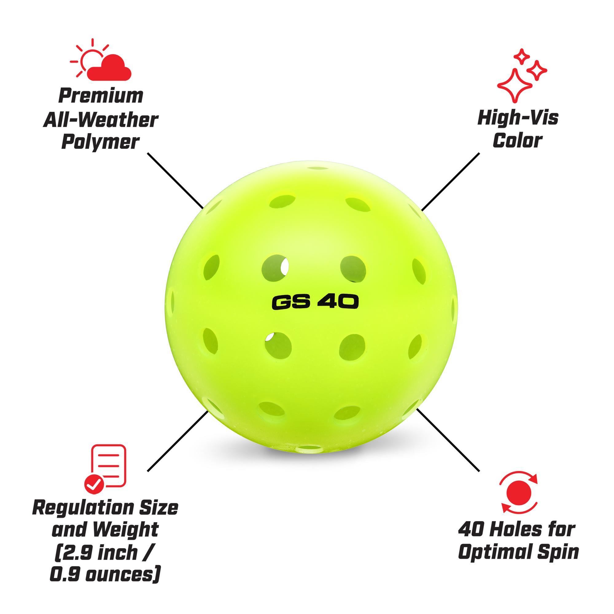 GoSports GS 40 Pickleball Balls - 36 Pack of Regulation USAPA Pickleballs