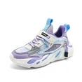 thumbnail image 3 of ZHOGXU Big Kids Girls Sneakers Soft Sole Non Slip Color Block Lace Up Breathable Comfortable Lightweight Sports Shoes For Casual Daily Wear Purple 32, 3 of 9