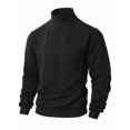 thumbnail image 2 of Men'S Mock Neck Vertical Cable Knit Long Sleeve Pullover Sweater Black S, 2 of 7