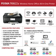 Canon PIXMA TR8622a Printer, Scanner, Copier All-In-One, Wireless Color Inkjet for Home Office Use