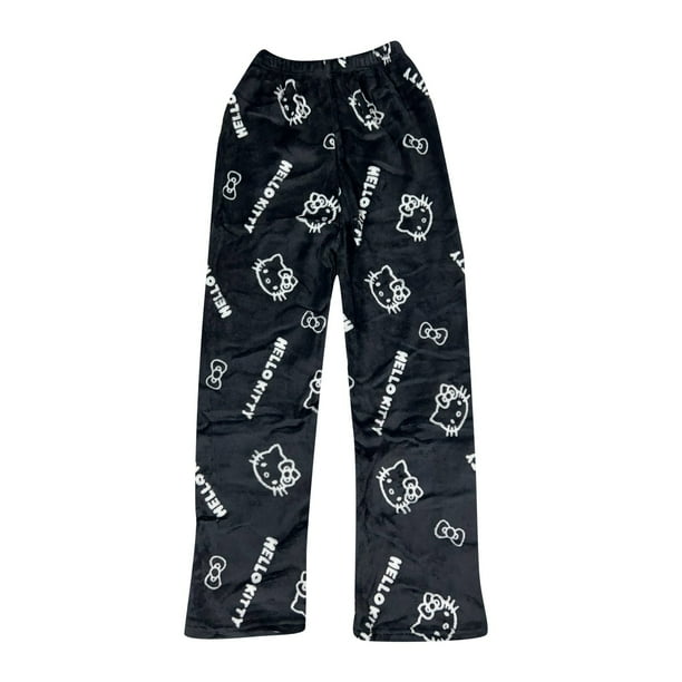 Anime Cartoon Pajama Pants for Women Girls Cute Cat Flannel Comfy Sleep Bottoms