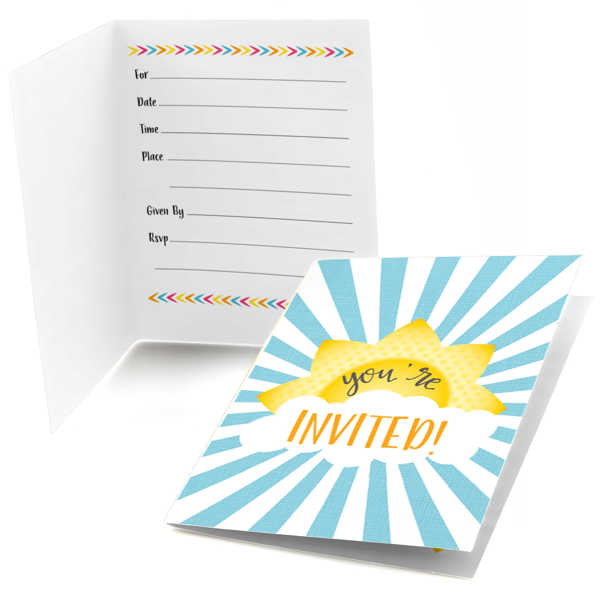 You Are My Sunshine - Fill In Baby Shower or Birthday Party Invitations (8 count)