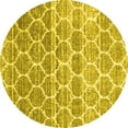 thumbnail image 1 of Ahgly Company Machine Washable Indoor Round Abstract Yellow Contemporary Area Rugs, 6' Round, 1 of 4