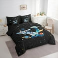 thumbnail image 3 of jejeloiu Boys Personalized Gifts 7pcs Bedding Comforter Set,Watercolor Letter Q Queen Bedding Sets,Outer Space Theme Queen Sheet Sets For Boy,Lightweight Room Decoration Reversible, 3 of 8