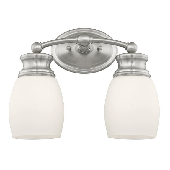 Satin Nickel Two Light Bath Bar from the Elise Collection