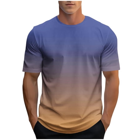 Aofany T-Shirts For Men Men's Tshirts Men Gradient Crew Neck Short Sleeve Summer Casual Tees Tops Mens T Shirt