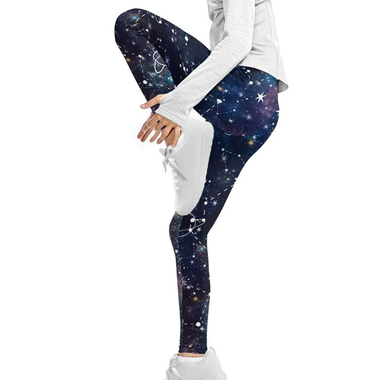FKELYI Galaxy Space Girls Leggings Size 6-7 Years Comfortable Home Yoga  Pants High Waisted Straight Leg Soft School Teen Kids Tights